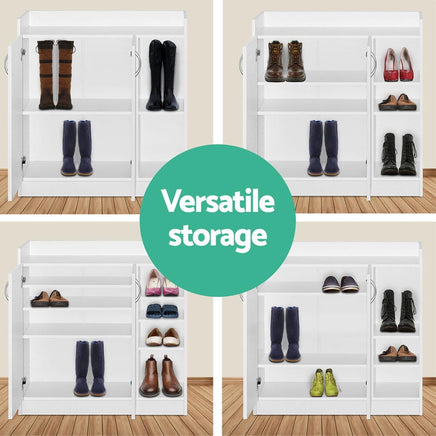 Artiss Shoe Rack Cabinet 21 Pairs Adjustable Shelves White Clair Furniture Kings Warehouse 