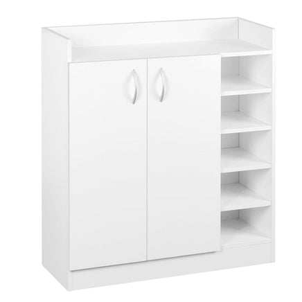Artiss Shoe Rack Cabinet 21 Pairs Adjustable Shelves White Clair Furniture Kings Warehouse 