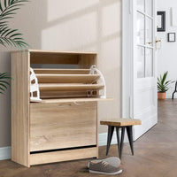 Artiss Shoe Rack Cabinet 24 Pairs 3-tier Wood Nina Furniture Kings Warehouse 