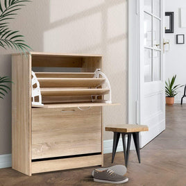 Artiss Shoe Rack Cabinet 24 Pairs 3-tier Wood Nina Furniture Kings Warehouse 