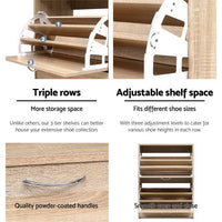 Artiss Shoe Rack Cabinet 24 Pairs 3-tier Wood Nina Furniture Kings Warehouse 