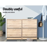 Artiss Shoe Rack Cabinet 24 Pairs 3-tier Wood Nina Furniture Kings Warehouse 