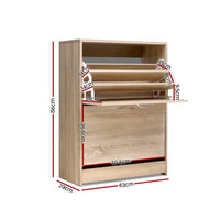 Artiss Shoe Rack Cabinet 24 Pairs 3-tier Wood Nina Furniture Kings Warehouse 