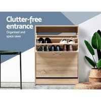 Artiss Shoe Rack Cabinet 24 Pairs 3-tier Wood Nina Furniture Kings Warehouse 