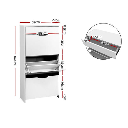 Artiss Shoe Rack Cabinet 24 Pairs White Luna Furniture Kings Warehouse 