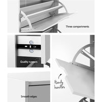 Artiss Shoe Rack Cabinet 24 Pairs White Luna Furniture Kings Warehouse 