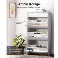 Artiss Shoe Rack Cabinet 24 Pairs White Luna Furniture Kings Warehouse 