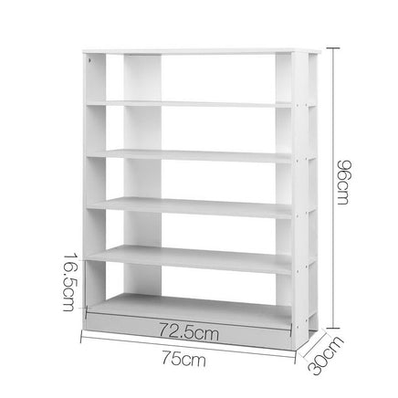 Artiss Shoe Rack Cabinet 30 Pairs 6-Tier Shelf White Furniture Kings Warehouse 