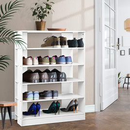 Artiss Shoe Rack Cabinet 30 Pairs 6-Tier Shelf White Furniture Kings Warehouse 