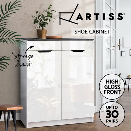 Artiss Shoe Rack Cabinet 30 Pairs White Eve Furniture Kings Warehouse 