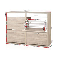 Artiss Shoe Rack Cabinet 36 Pairs Adjustable Shelves Pine Sara Furniture Kings Warehouse 