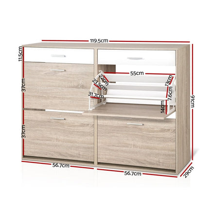Artiss Shoe Rack Cabinet 36 Pairs Adjustable Shelves Pine Sara Furniture Kings Warehouse 