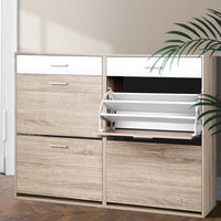 Artiss Shoe Rack Cabinet 36 Pairs Adjustable Shelves Pine Sara Furniture Kings Warehouse 