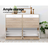 Artiss Shoe Rack Cabinet 36 Pairs Adjustable Shelves Pine Sara Furniture Kings Warehouse 