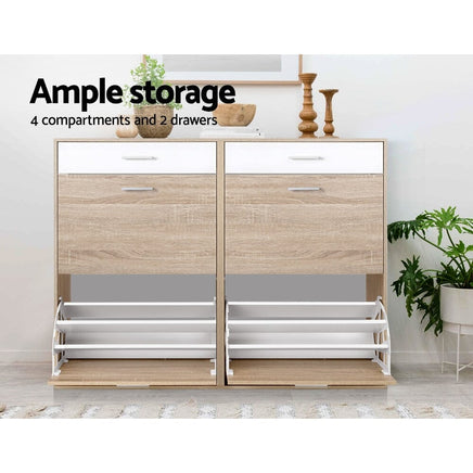 Artiss Shoe Rack Cabinet 36 Pairs Adjustable Shelves Pine Sara Furniture Kings Warehouse 
