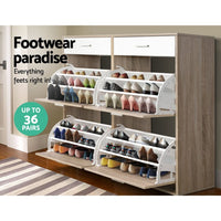 Artiss Shoe Rack Cabinet 36 Pairs Adjustable Shelves Pine Sara Furniture Kings Warehouse 