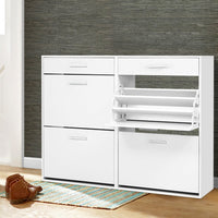Artiss Shoe Rack Cabinet 36 Pairs Adjustable Shelves White Sara Furniture Kings Warehouse 