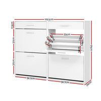 Artiss Shoe Rack Cabinet 36 Pairs Adjustable Shelves White Sara Furniture Kings Warehouse 