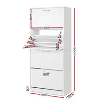 Artiss Shoe Rack Cabinet 60 Pairs 4 Doors - White Furniture Kings Warehouse 
