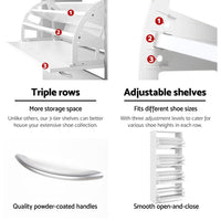 Artiss Shoe Rack Cabinet 60 Pairs 4 Doors - White Furniture Kings Warehouse 