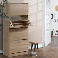 Artiss Shoe Rack Cabinet 60 Pairs 4 Doors - Wood Furniture Kings Warehouse 