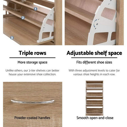 Artiss Shoe Rack Cabinet 60 Pairs 4 Doors - Wood Furniture Kings Warehouse 