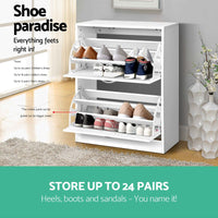 Artiss Shoe Rack Cabinet Adjustable Shelves 24 Pairs White Iris Furniture Kings Warehouse 