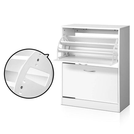 Artiss Shoe Rack Cabinet Adjustable Shelves 24 Pairs White Iris Furniture Kings Warehouse 