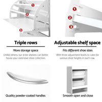 Artiss Shoe Rack Cabinet Adjustable Shelves 24 Pairs White Iris Furniture Kings Warehouse 