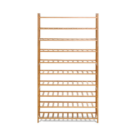 Artiss Shoe Rack Cabinet Bamboo 10-tier 50 Pairs Furniture Kings Warehouse 