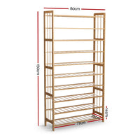 Artiss Shoe Rack Cabinet Bamboo 10-tier 50 Pairs Furniture Kings Warehouse 