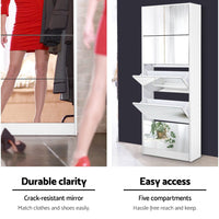 Artiss Shoe Rack Cabinet Mirror 25 Pairs White Furniture Kings Warehouse 