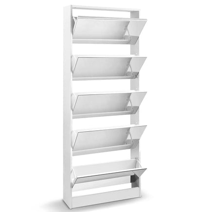 Artiss Shoe Rack Cabinet Mirror 25 Pairs White Furniture Kings Warehouse 