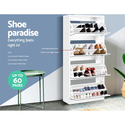 Artiss Shoe Rack Cabinet Mirror 60 Pairs White Rira Furniture Kings Warehouse 