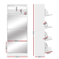 Artiss Shoe Rack Cabinet Mirror 60 Pairs White Rira Furniture Kings Warehouse 