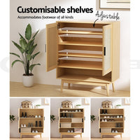 Artiss Shoe Rack Cabinet Rattan 5-tier 20 Pairs Dani Furniture Kings Warehouse 