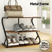 Artiss Shoe Rack Cabinet Shoe Storage Stand 3 Tiers Black Furniture Kings Warehouse 