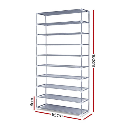 Artiss Shoe Rack Cabinet Stackable 10-Tier Grey Furniture Kings Warehouse 