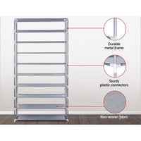 Artiss Shoe Rack Cabinet Stackable 10-Tier Grey Furniture Kings Warehouse 