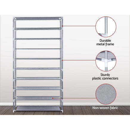 Artiss Shoe Rack Cabinet Stackable 10-Tier Grey Furniture Kings Warehouse 