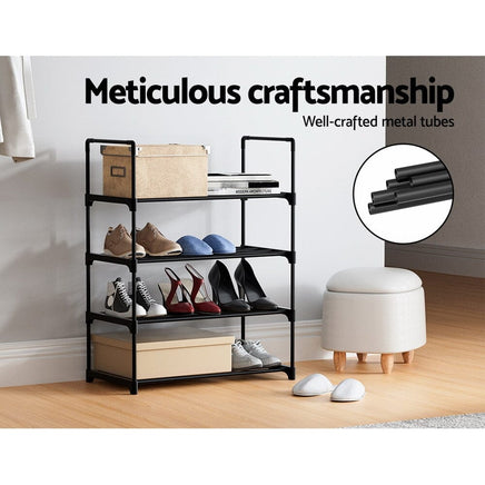 Artiss Shoe Rack Cabinet Stackable 4-tier 12 Pairs Black Furniture Kings Warehouse 