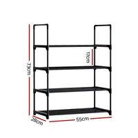 Artiss Shoe Rack Cabinet Stackable 4-tier 12 Pairs Black Furniture Kings Warehouse 