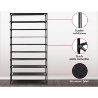 Artiss Shoe Rack Cabinet Stackable 50 Pairs 10-Tier Black Furniture Kings Warehouse 