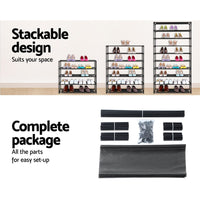 Artiss Shoe Rack Cabinet Stackable 50 Pairs 10-Tier Black Furniture Kings Warehouse 