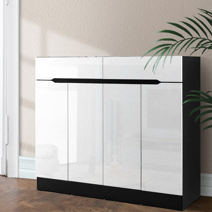 Artiss Shoe Rack Cabinet Storage 120cm w/ Drawer - White Lydia Home & Garden Kings Warehouse 