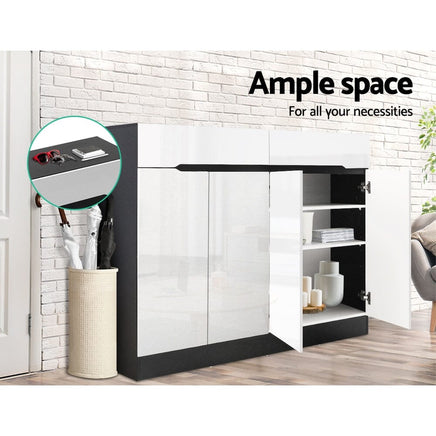Artiss Shoe Rack Cabinet Storage 120cm w/ Drawer - White Lydia Home & Garden Kings Warehouse 
