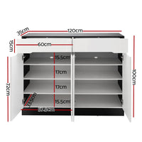 Artiss Shoe Rack Cabinet Storage 120cm w/ Drawer - White Lydia Home & Garden Kings Warehouse 