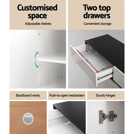 Artiss Shoe Rack Cabinet Storage 120cm w/ Drawer - White Lydia Home & Garden Kings Warehouse 