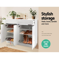 Artiss Shoe Rack Cabinet Storage Cupboard 24 Pairs - Lydia Furniture Kings Warehouse 