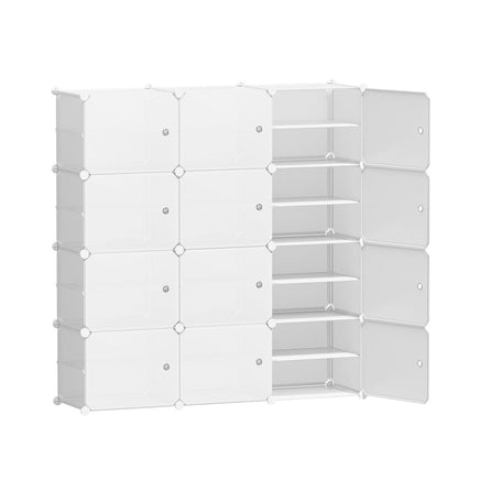 Artiss Shoe Rack DIY 12 Storage Cube Stackable White Furniture Kings Warehouse 
